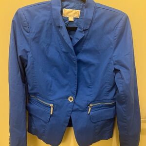 MICHAEL KORS Blue Electric Women's Blazer with Zippered Pockets